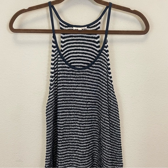 Eileen Fisher Black Organic Cotton Boucle Stripe Racerback Tank Size Medium - Picture 4 of 8
